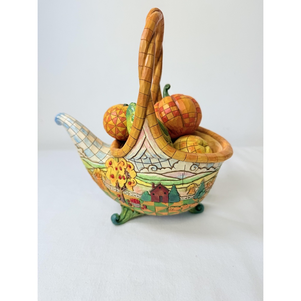 Jim Shore Heartwood Creek Basket Of Plenty Cornucopia Harvest Figurine